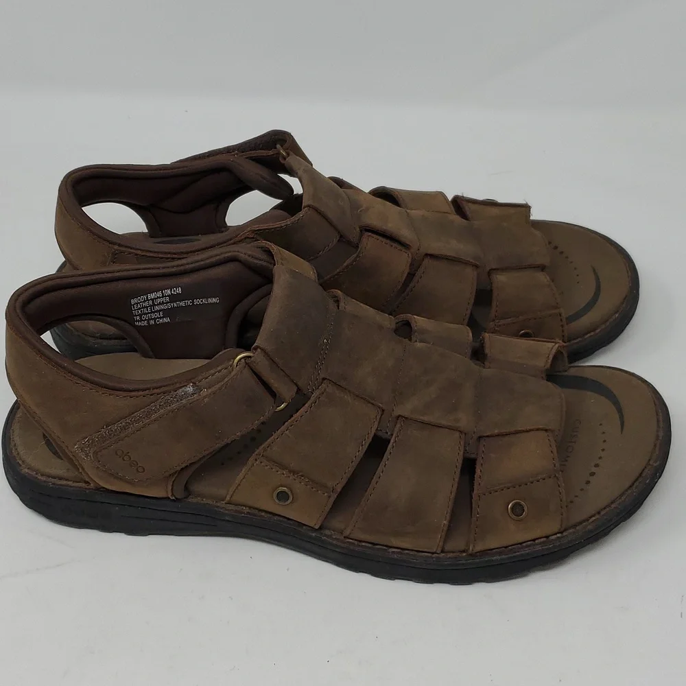Abeo Men's Brown Leather Sandals Size 10N BM046 4248